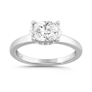 LADIES RING 2.20CT ROUND/OVAL DIAMOND 14K WHITE GOLD (CENTER STONE OVAL DIAMOND 2.00CT)