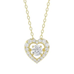 LADIES DANCING DIAMOND PENDANT WITH CHAIN 3/4CT ROUND DIAMOND 14K YELLOW GOLD (CENTER STONE ROUND DIAMOND 1/2CT)