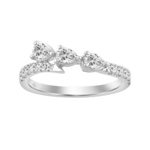 14K WHITE GOLD 3/4CT ROUND/PEAR DIAMOND LADIES RING
