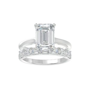 14K WHITE GOLD 3 7/8CT ROUND/EMERALD DIAMOND LADIES BRIDAL SET (CENTER STONE EMERALD DIAMOND 2 1/2CT)