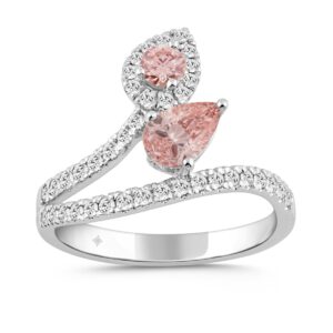 14K WHITE GOLD 1.00CT ROUND/PEAR DIAMOND LADIES RING