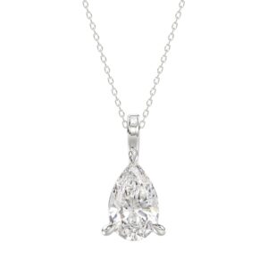 18K WHITE GOLD 1.00CT PEAR DIAMOND SOLITAIRE PENDANT WITH CHAIN (TALON CLAWS LOCK)