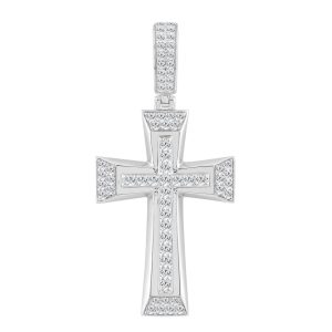 10K WHITE GOLD 1 1/4CT ROUND DIAMOND MEN'S CHARM PENDANT