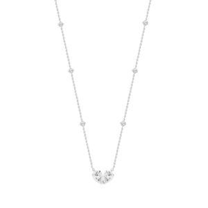 14K WHITE GOLD 2.00CT ROUND/PEAR DIAMOND LADIES NECKLACE