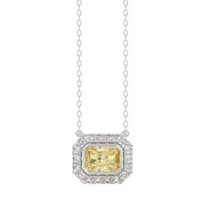 14K WHITE GOLD 1 1/4CT ROUND/RADIANT DIAMOND LADIES PENDANT WITH CHAIN
