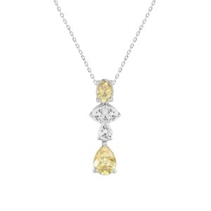 14K WHITE GOLD 2.00CT PEAR/OVAL DIAMOND LADIES PENDANT WITH CHAIN (PEAR PINK 1.00CT/OVAL DIAMOND 1/2CT)