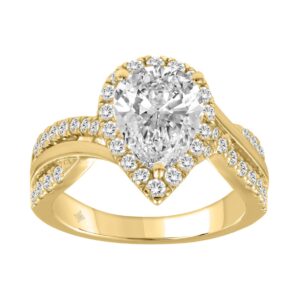 14K YELLOW GOLD 2 3/4CT ROUND/PEAR DIAMOND LADIES RING (CENTER STONE PEAR DIAMOND 2.00CT)