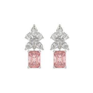 14K WHITE GOLD 3.00CT PEAR/MARQUISE/PINK RADIANT DIAMOND LADIES EARRINGS