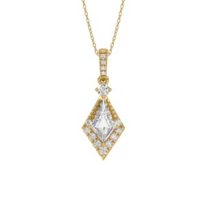 14K YELLOW GOLD 1 1/4CT ROUND/KITE STEP CUT DIAMOND LADIES PENDANT
