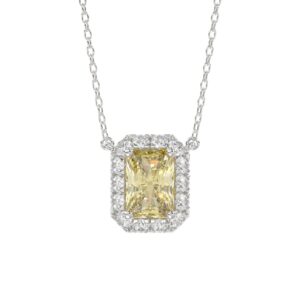 14K WHITE GOLD 1 1/4CT ROUND/YELLOW EMERALD DIAMOND LADIES PENDANT WITH CHAIN (YELLOW EMERALD DIAMOND 1.00CT)