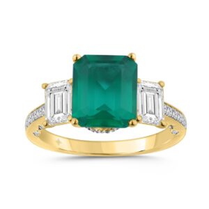 14K YELLOW GOLD 6 1/4CT ROUND/GREEN EMERALD DIAMOND LADIES RING (CENTER STONE GREEN EMERALD DIAMOND 5CT)