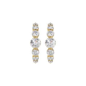 14K YELLOW GOLD 3 1/2CT ROUND DIAMOND LADIES HOOP EARRINGS