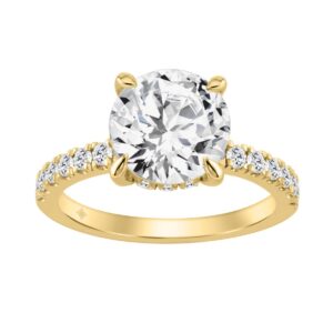 14K YELLOW GOLD 3 1/2CT ROUND DIAMOND LADIES RING (CENTER STONE ROUND DIAMOND 3CT)
