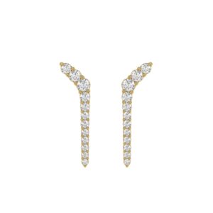14K YELLOW GOLD 1/2CT ROUND DIAMOND LADIES EARRINGS