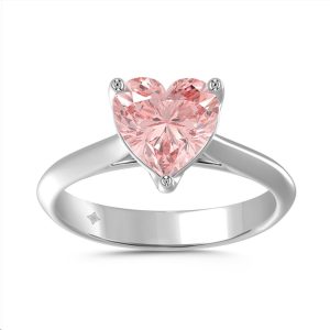 14K WHITE GOLD 2.00CT PINK HEART DIAMOND SOLITAIRE LADIES RING