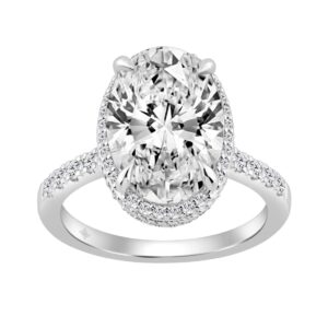 14K WHITE GOLD 5 1/2CT ROUND/OVAL DIAMOND LADIES RING (CENTER STONE OVAL DIAMOND 5CT)