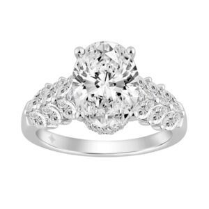 14K WHITE GOLD 4.00CT ROUND/OVAL/MARQUISE DIAMOND LADIES RING (CENTER STONE OVAL DIAMOND 3CT)