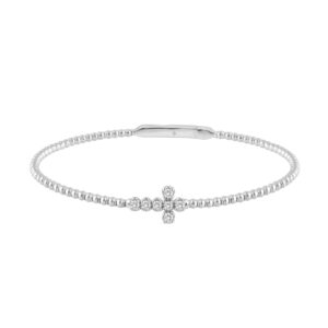 14K WHITE GOLD 1/6CT ROUND DIAMOND LADIES BANGLE