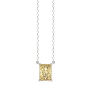 14K WHITE GOLD 1.00CT YELLOW RADIANT DIAMOND LADIES PENDANT