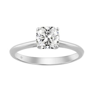 14K WHITE GOLD 1.00CT CUSHION DIAMOND LADIES RING