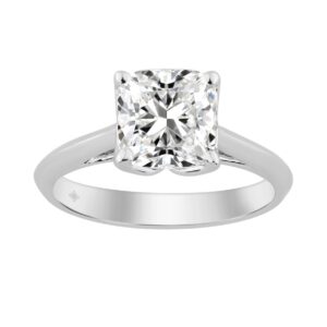 14K WHITE GOLD 2.00CT CUSHION DIAMOND LADIES RING
