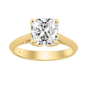 14K YELLOW GOLD 2.00CT CUSHION DIAMOND LADIES RING