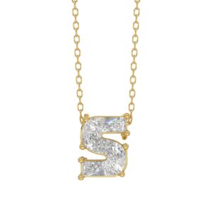 14K YELLOW GOLD 1 3/4CT FANCY CUT ALPHABET DIAMOND LADIES PENDANT WITH CHAIN