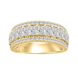 Ladies 14K Yellow Gold Ladies Band 2 1/4CT Featuring Round & Radiant Cut Diamonds