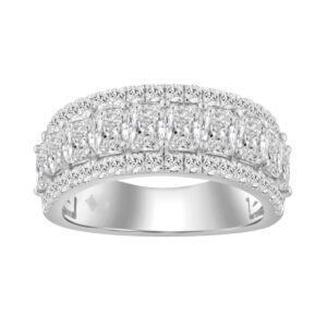 3.00 CT Fashion Band for Ladies Round & Radiant Cut Diamonds 14K White Gold Luxury Band (Color F-G -Clarity VS1/VS2)