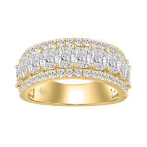 3.00 CT Fashion Band for Ladies Round & Radiant Cut Diamonds 14K Yellow Gold Luxury Band (Color F-G -Clarity VS1/VS2)