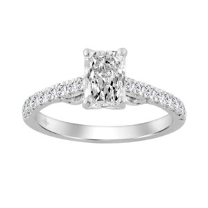 14K WHITE GOLD 1 1/2CT ROUND/RADIANT DIAMOND LADIES RING