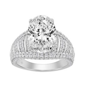 14K WHITE GOLD 6.00CT ROUND/OVAL DIAMOND LADIES RING (CENTER STONE OVAL DIAMOND 5.00CT)
