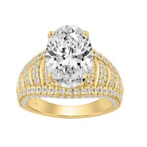 14K YELLOW GOLD 6.00CT ROUND/OVAL DIAMOND LADIES RING (CENTER STONE OVAL DIAMOND 5.00CT)