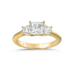 14K YELLOW GOLD 1 5/8CT PRINCESS/TRAPEZOID DIAMOND LADIES RING (CENTER STONE PRINCESS DIAMOND 1 1/5CT)
