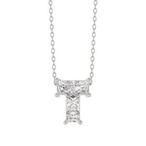 10K WHITE GOLD 1.00CT FANCY CUT ALPHABET DIAMOND LADIES PENDANT WITH CHAIN