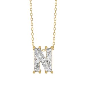 14K YELLOW GOLD 1 1/2CT FANCY CUT ALPHABET DIAMOND LADIES PENDANT WITH CHAIN