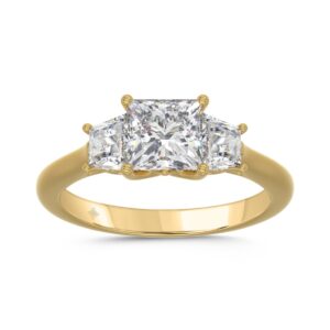 14K YELLOW GOLD 1 3/4CT PRINCESS/TRAPEZOID DIAMOND LADIES RING (CENTER STONE PRINCESS DIAMOND 1 1/4CT)