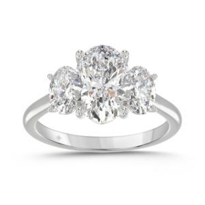 14K WHITE GOLD 3 1/5CT OVAL DIAMOND LADIES RING (CENTER STONE OVAL DIAMOND 2CT)