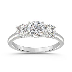 14K WHITE GOLD 2.00CT ROUND DIAMOND LADIES RING (CENTER STONE ROUND DIAMOND 1CT)