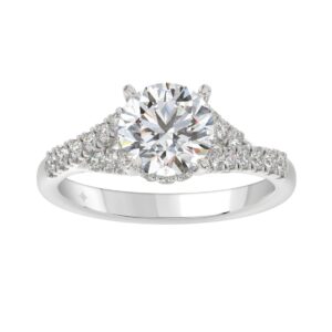 14K WHITE GOLD 2 3/8CT ROUND DIAMOND LADIES RING (CENTER STONE ROUND DIAMOND 2CT)