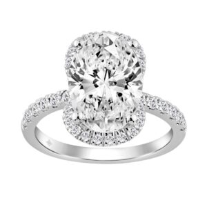 14K WHITE GOLD 4 1/2CT ROUND/OVAL DIAMOND LADIES RING (CENTER STONE OVAL DIAMOND 4.00CT)