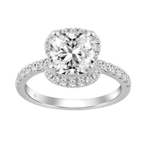 14K WHITE GOLD 4 1/2CT ROUND/CUSHION DIAMOND LADIES RING (CENTER STONE CUSHION DIAMOND 4CT)