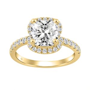14K YELLOW GOLD 4 1/2CT ROUND/CUSHION DIAMOND LADIES RING (CENTER STONE CUSHION DIAMOND 4CT)