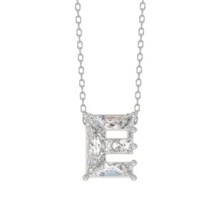 14K WHITE GOLD 1 1/4CT FANCY CUT ALPHABET DIAMOND LADIES PENDANT WITH CHAIN