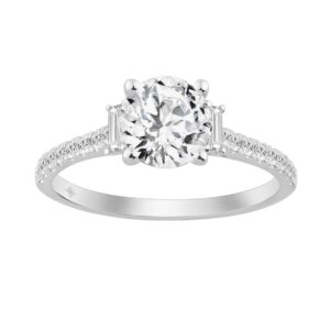 14K WHITE GOLD 1 3/4CT ROUND/BAGUETTE DIAMOND LADIES RING