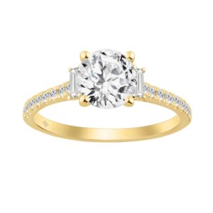 14K YELLOW GOLD 1 3/4CT ROUND/BAGUETTE DIAMOND LADIES RING