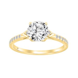 14K YELLOW GOLD 1.00CT ROUND DIAMOND LADIES RING (CENTER STONE ROUND DIAMOND 3/4CT)