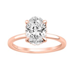14K ROSE GOLD 2.00CT OVAL/ROUND DIAMOND LADIES RING (CENTER STONE OVAL DIAMOND 2CT)