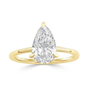 14K YELLOW GOLD 2.00CT PEAR/ROUND DIAMOND LADIES RING (CENTER STONE PEAR DIAMOND 2CT)