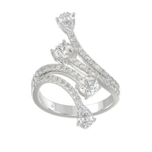 14K WHITE GOLD 2.00CT ROUND/PEAR DIAMOND LADIES RING